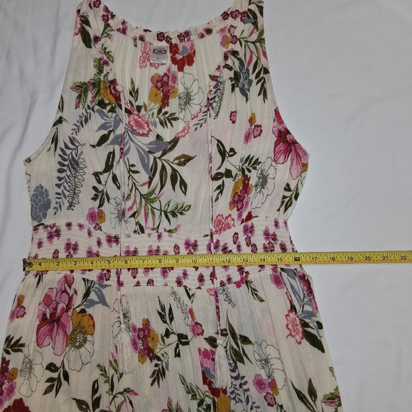 Bila Floral Midi Dress with Pink and Green Accents.summer Breeze Boho Sz L - Picture 4 of 16
